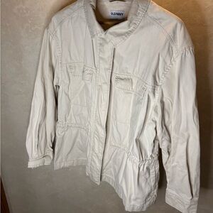 Old Navy Cream Utility Jacket with Elastic Waist